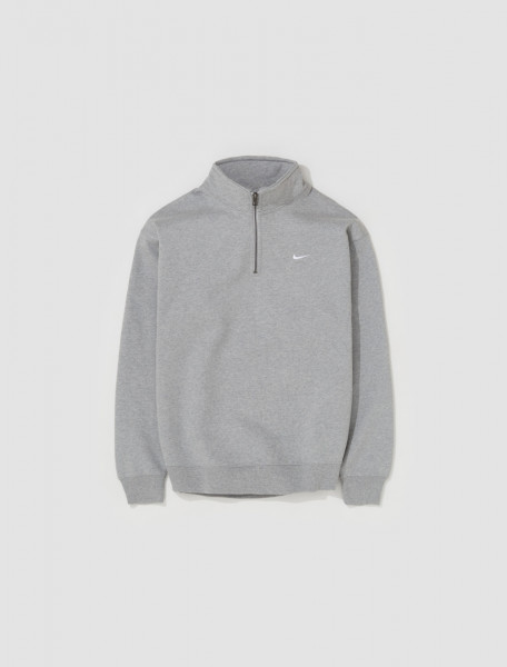 Nike - Solo Swoosh Quarter Zip Sweatshirt in Grey Heather - DQ5209-063