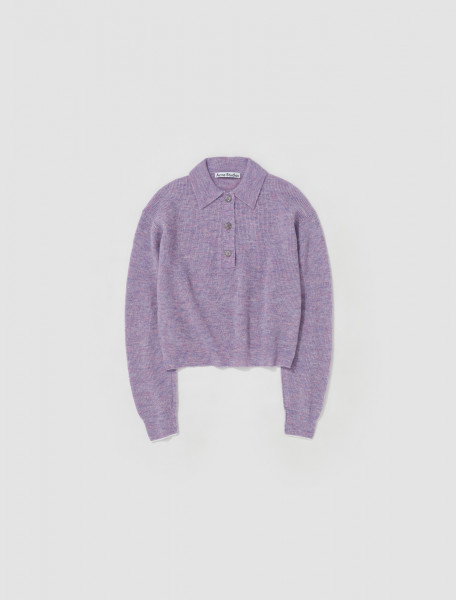 ACNE STUDIOS   LONG SLEEVED KNIT POLO IN VIOLET PINK   A60334 ACY FN WN KNIT000457