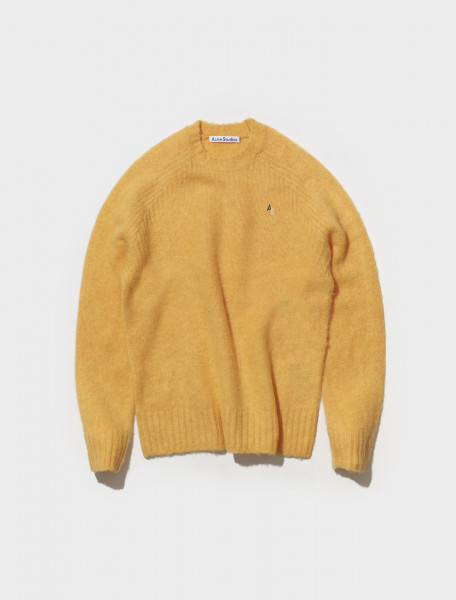 B60208 ABO FN MN KNIT000278 ACNE STUDIOS KOWHAI BRUSHED WOOL CREW NECK IN YELLOW