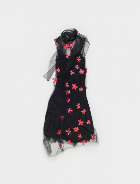 P37H5R-1SQ9-F0T79 PRADA EMBROIDED TULLE DRESS