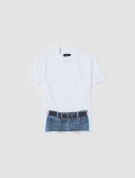 Y Project - x JPG Trompe L'Oeil Y Belt T-Shirt in White - YPJPGTS6-S24-J46-WHITE NAVY