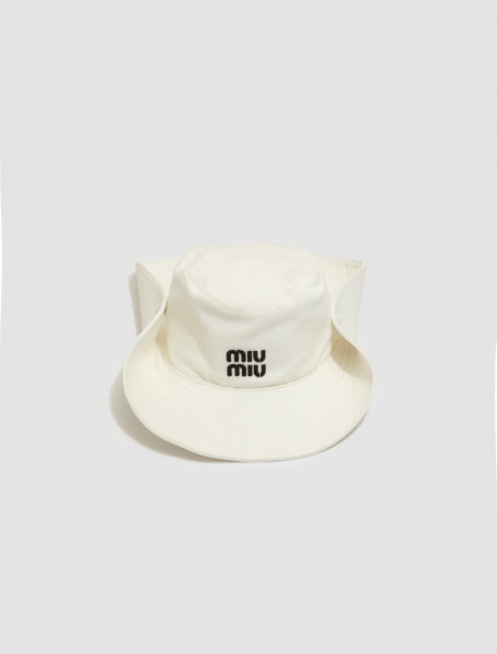 Miu Miu - Drill Logo Hat in White - 5HC221_2DXI_F0964