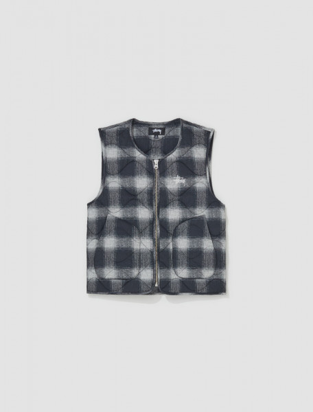 Stüssy - Plaid Nylon Liner Vest in Black - 115720