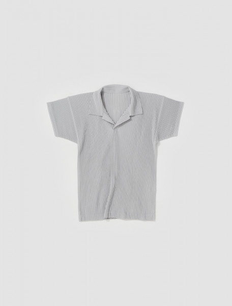 HOMME PLISSÉ ISSEY MIYAKE   PLEATED POLO IN LIGHT GREY   HP28JM03011