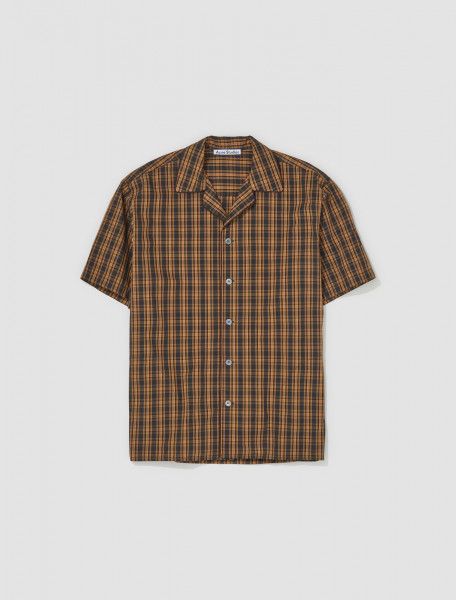 Acne Studios - Short Sleeve Button-Up Shirt in Brown & Green - BB0537-AL90