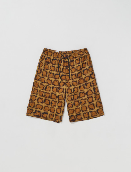 DRIES VAN NOTEN   PLYD PRINTED SHORTS WITH DRAWSTRING IN CAMEL   222 020940 5089 102