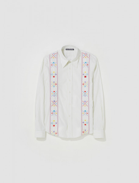 Acne Studios - Embroidered Button-Up Shirt in White - CB0040-AET-FA-UX-SHIR000050