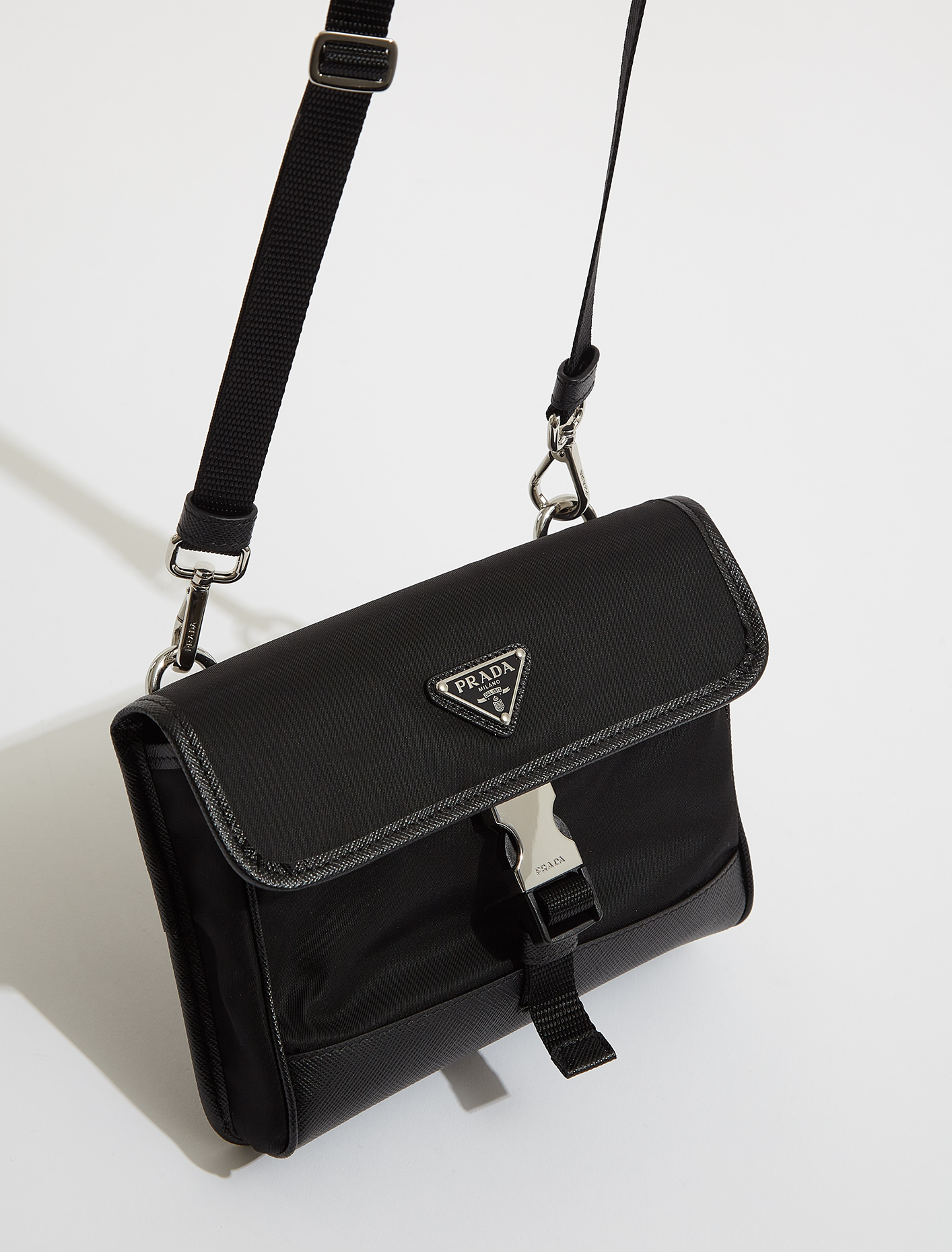 Prada Re-Nylon and Saffiano Leather Smartphone Case in Black | Voo ...