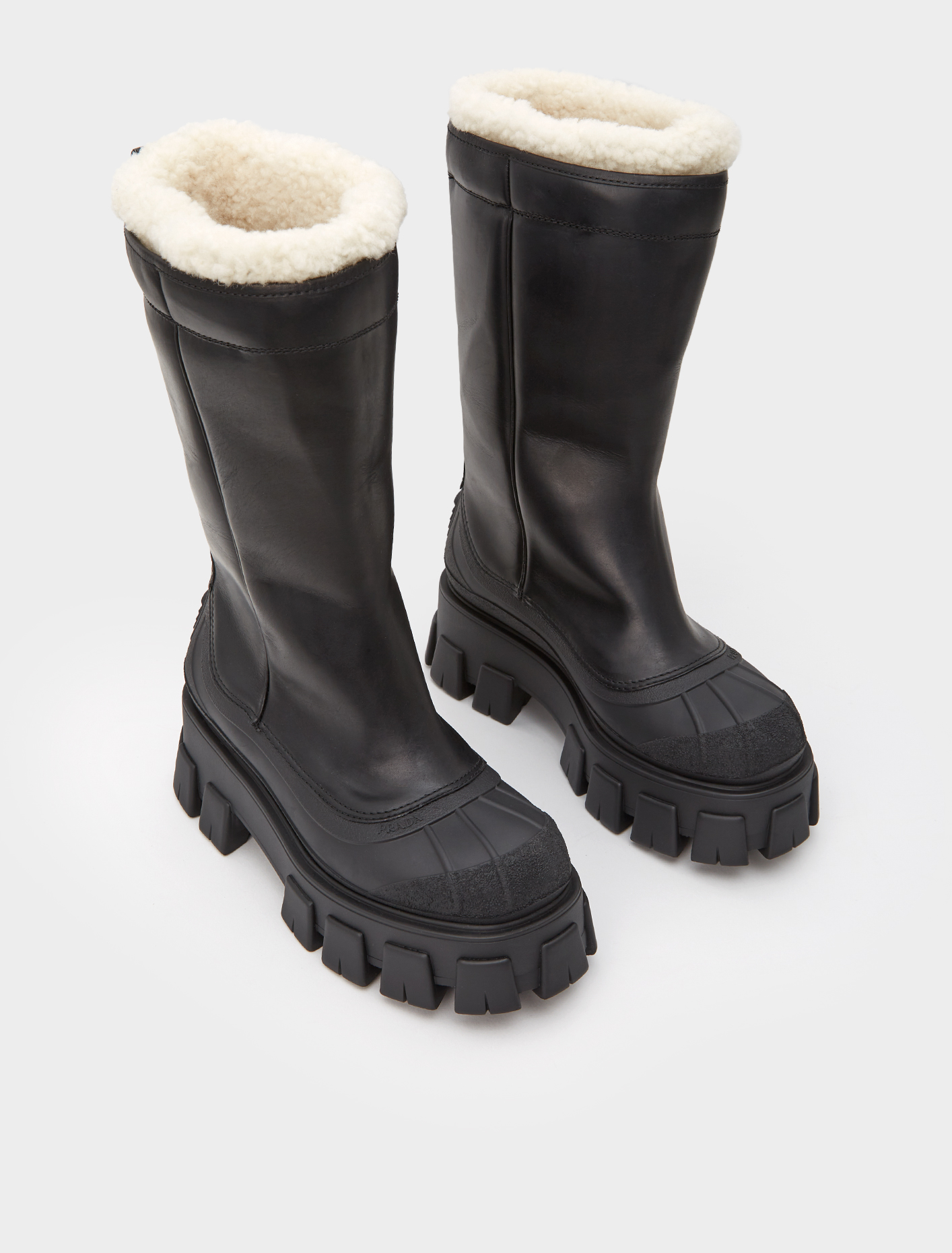Prada Shearling Lined Monolith Boots | Voo Store Berlin | Worldwide ...