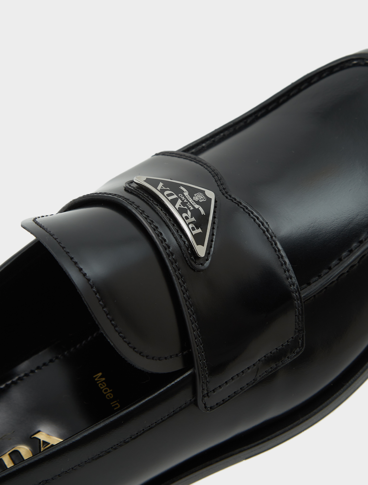 Prada Brushed Leather Loafer in Black 