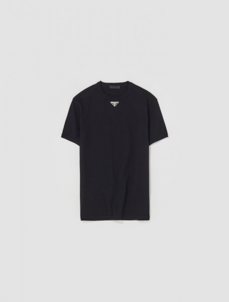 Prada - Cotton T-shirt in Black - UJN824_ 11ZM_F0002