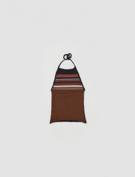 Elliss - Knit Stripe Halter Top in Chocolate & Midnight - 4260102
