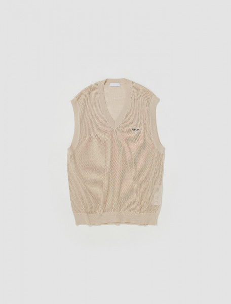 Prada - Silk Cotton Knit Vest in Natural - UMT432_102Q_F0018
