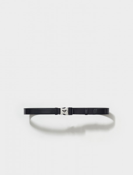 2CM253_ZO6_F0002 PRADA BRUSHED LEATHER AND WOVEN TAPE BELT IN BLACK