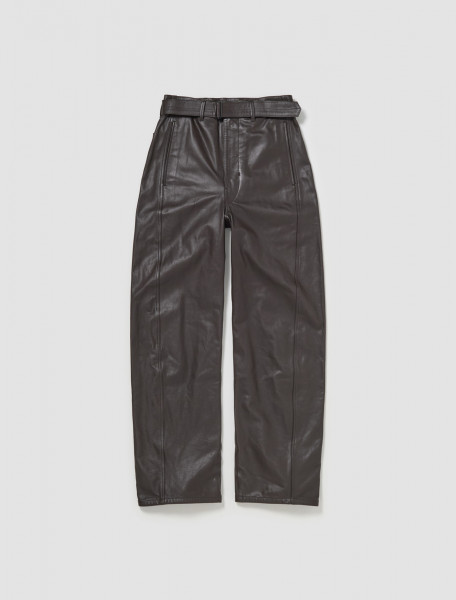 Lemaire - Leather Belted Pants in Dark Brown - PA1112-LL0068