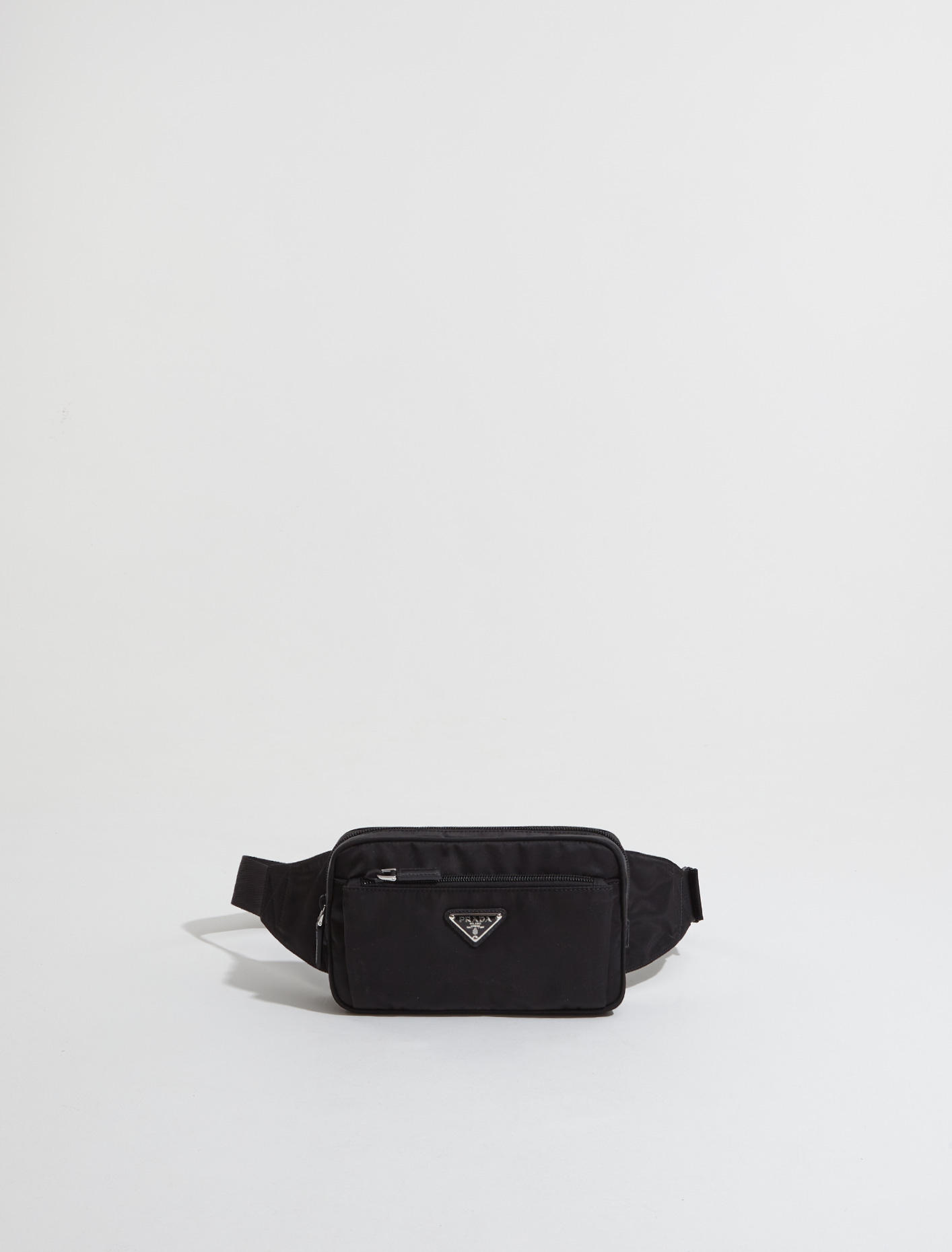 Black Re-nylon And Saffiano Leather Mini Pouch
